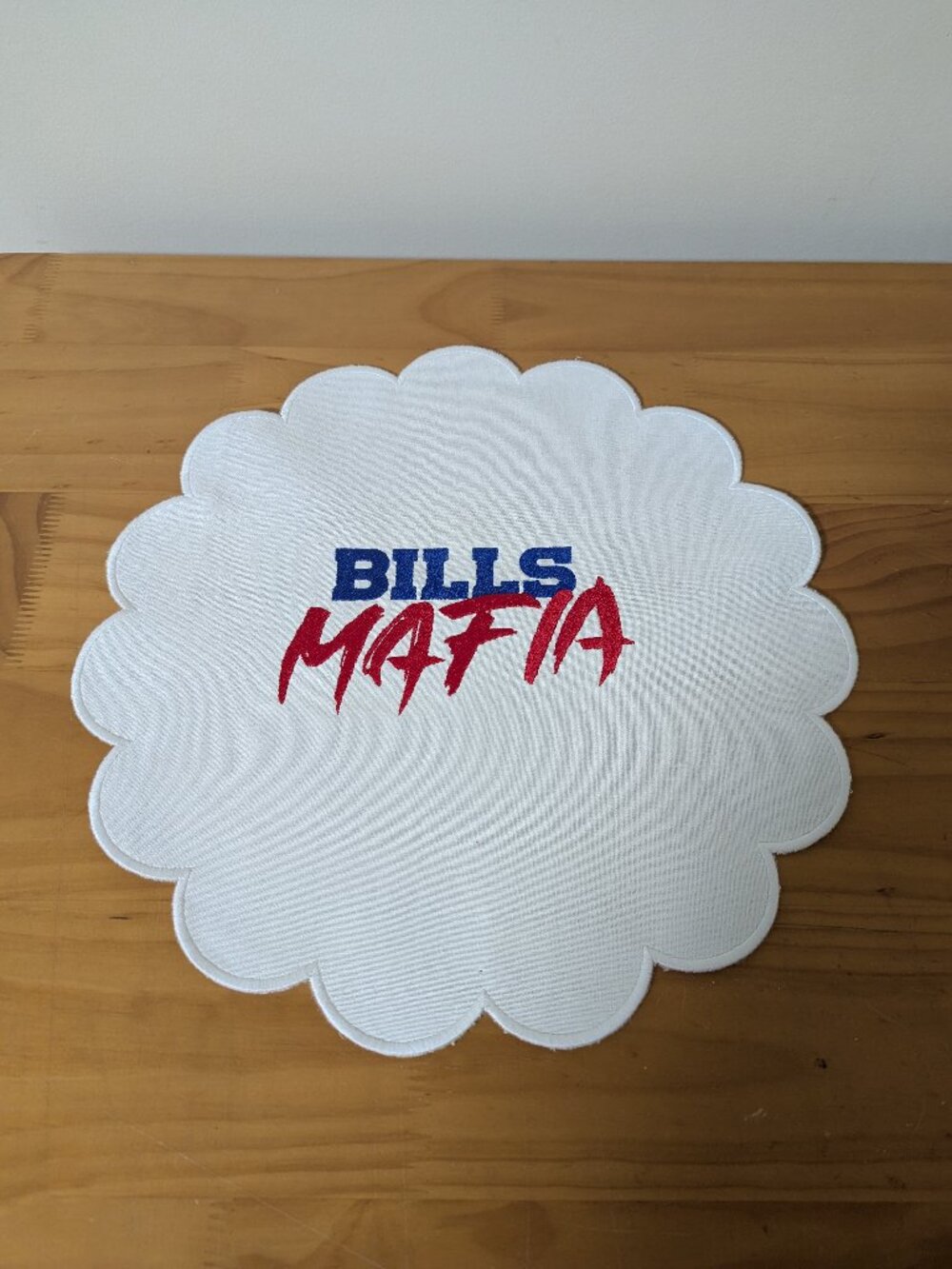 Buffalo Bills Mafia Cloth Placemats Custom Embroidered 15" White New Decorative